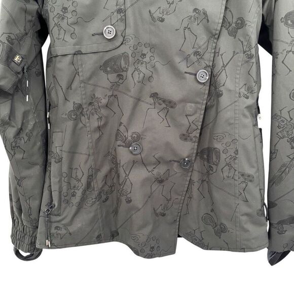 Holden Kaori Eco Jacket Art Printed Snowboard Skeletons Black Small - Picture 4 of 14